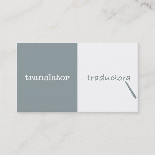 Carte De Visite Traducteur anglais - Espagnole féminine (Devant)