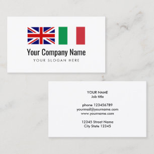 Carte De Visite Traducteur de services de traduction anglais itali