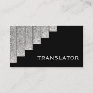 Carte De Visite Traducteur en gris argenté, noir en bandes vertica