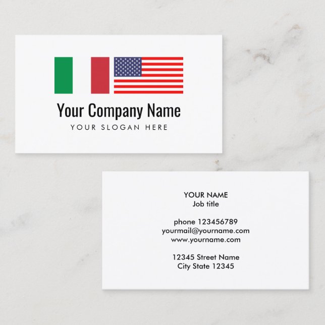 Carte De Visite Traducteur italien-anglais de service de (Devant / Derrière)