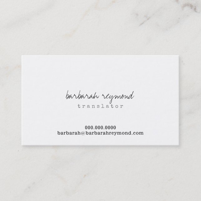 Carte De Visite traducteur minimal (profession personnalisée) blan (Devant)