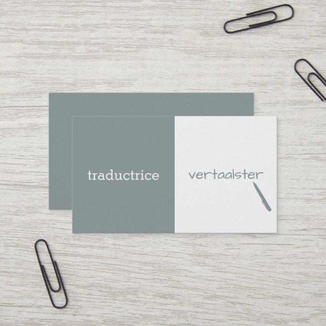 Carte De Visite Traducteur personnalisable (Devant/Arrière en situation)