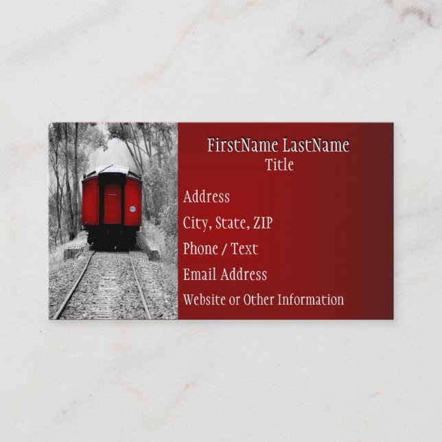 Carte De Visite Train à vapeur victorien de Caboose Rouge (Devant)