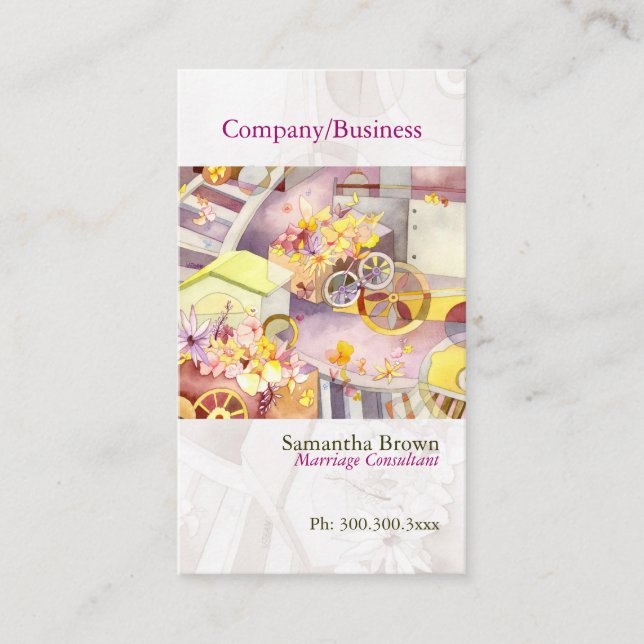 Carte De Visite Train de fleurs Artsy aquarelle (Devant)