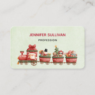 Carte De Visite Train de Noël Vintage avec jouets