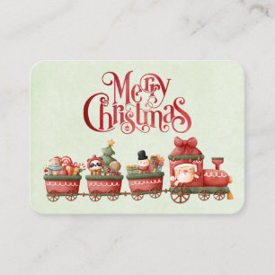 Carte De Visite Train de Noël Whimsical Vintage avec jouets