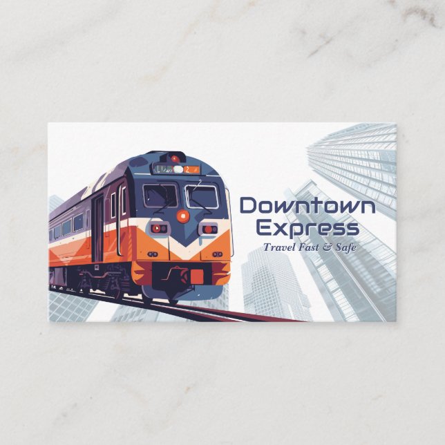 Carte De Visite Train sur les pistes | Gratte-ciel du centre-ville (Devant)