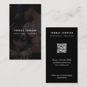 Carte De Visite Trainer de fitness entraîneur moderne Photo QR Cod
