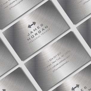 Carte De Visite Trainer de fitness moderne Dumbbell Metal Texture