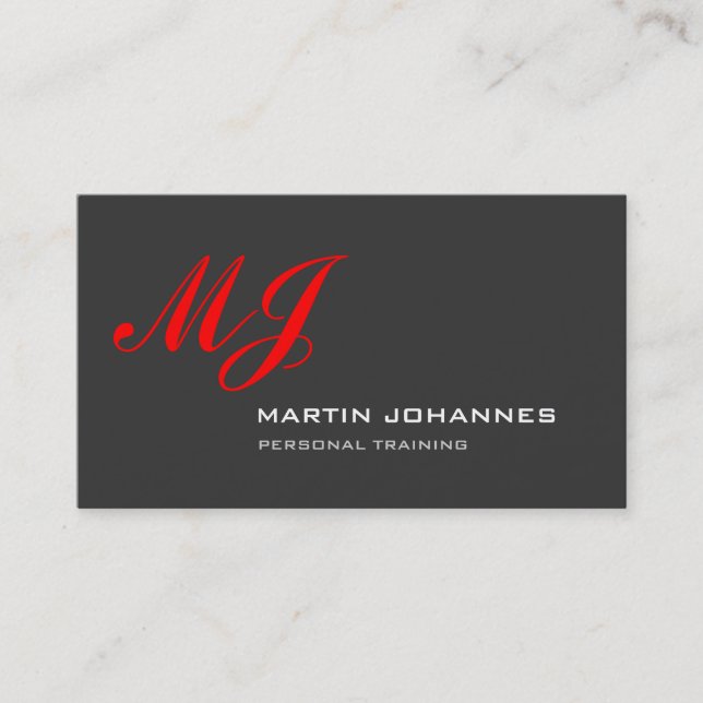 Carte De Visite Trainer personnel de Monogramme rouge (Devant)