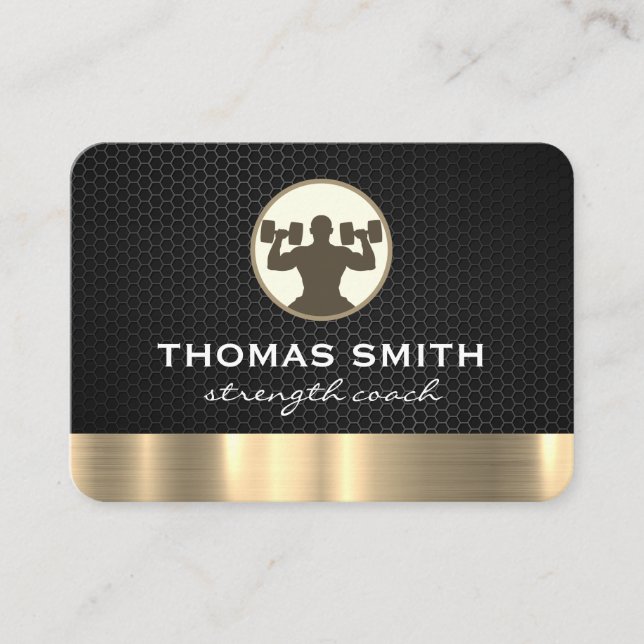 Carte De Visite Trainer personnel Métallic Gold Trim | Fitness (Devant)