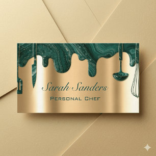 Carte De Visite Traiteur Personnel Chef Professionnel Chic Or