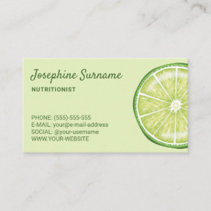 Carte De Visite Tranche de citron nutritionniste diététiste verte