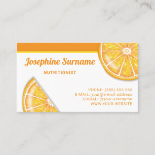 Carte De Visite Tranches de fruits d'agrumes orange diététiste nut