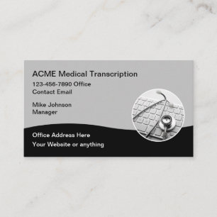 Carte De Visite Transcription Médicale Simple Moderne