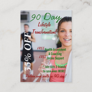 Carte De Visite transformation 2 de mode de vie de 90 jours