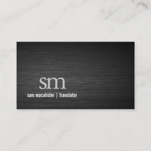 Carte De Visite Translateur Monogramme en métal noir Compétences s