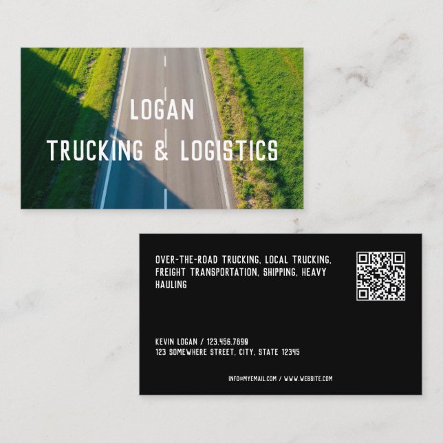 Carte De Visite Transport Camionnage personnalisé QR (Devant / Derrière)