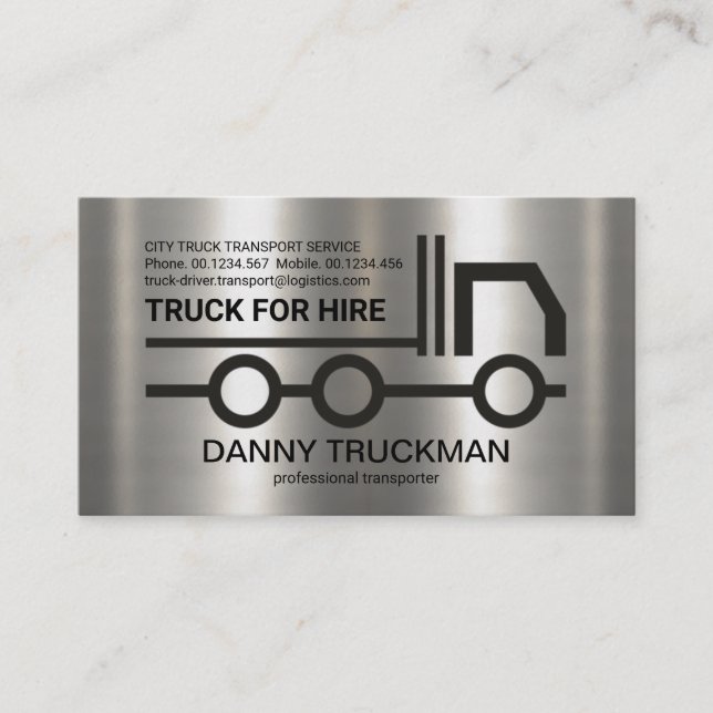 Carte De Visite Transport de camionnette de camionnette en argent  (Devant)