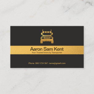 Carte De Visite Transport de camions gris rétro de Faux Gold Stri