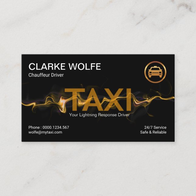Carte De Visite Transport en taxi Flash de la foudre jaune (Devant)
