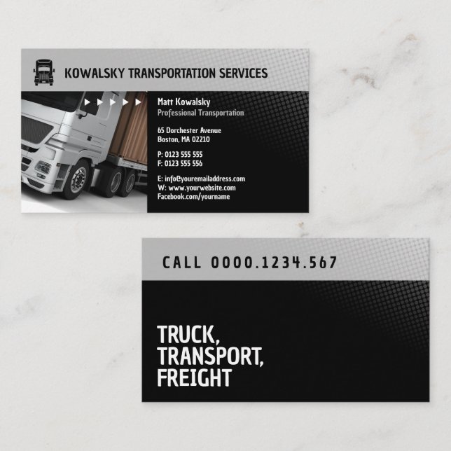 Carte De Visite Transport et logistique | Camion (Devant / Derrière)