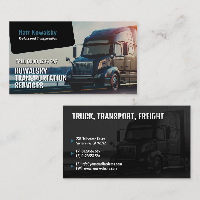 Carte De Visite Transport et logistique | Camion (Devant / Derrière)
