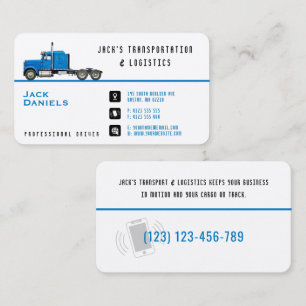Carte De Visite Transport et logistique   Camion bleu