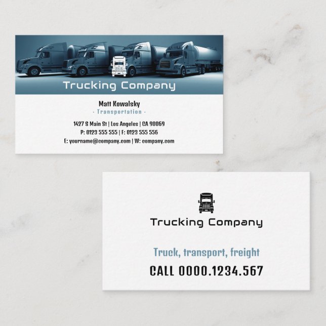 Carte De Visite Transport et logistique | Camions (Devant / Derrière)
