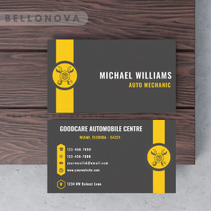 Carte De Visite Transport personnalisé gris foncé noir jaune