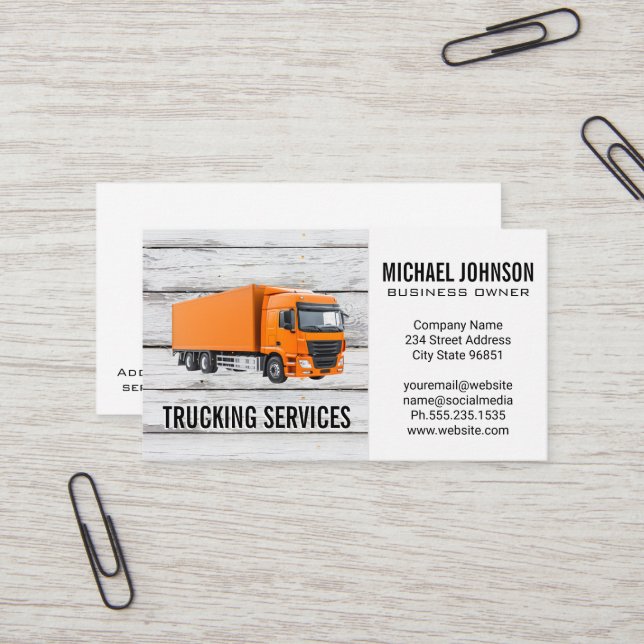 Carte De Visite Transport Semi-camion | Construction (Devant/Arrière en situation)