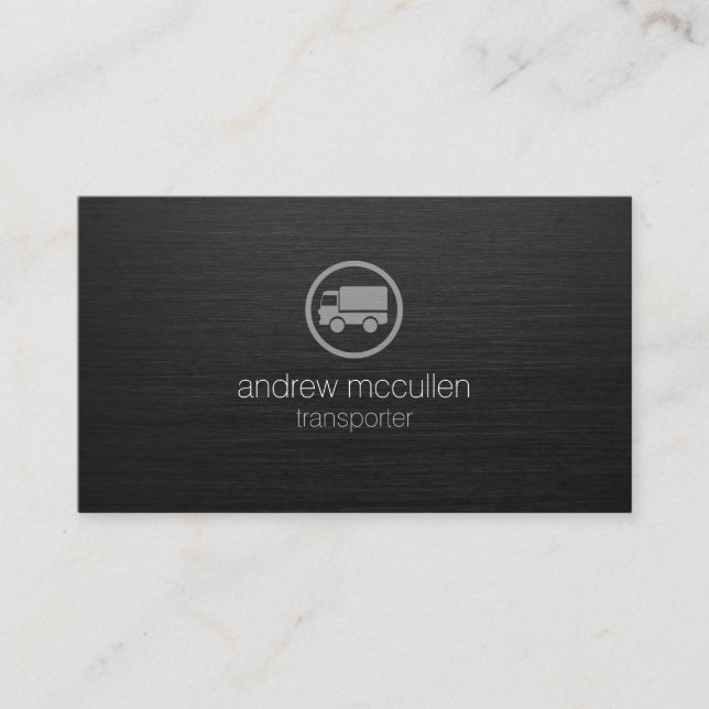Carte De Visite Transporter Truck Icon Dark Brossé Metal (Devant)