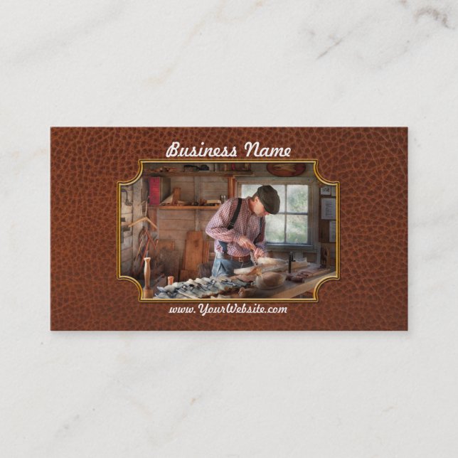 Carte De Visite Travailleur du bois - découpant - découpage d'un (Devant)