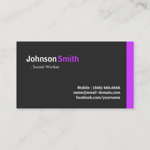 Carte De Visite Travailleur social - Moderne Minimale Violet
