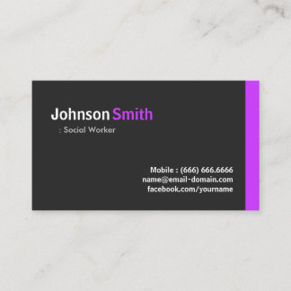 Carte De Visite Travailleur social - Moderne Minimale Violet