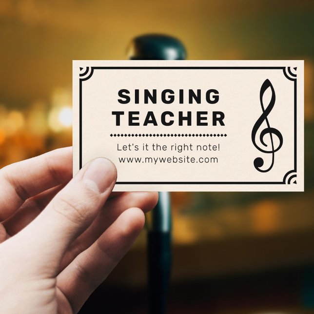 Carte De Visite Treble Clef & Sheet Music - Enseignant chantant (Treble Clef & Sheet Music - Singing Teacher Business Card)