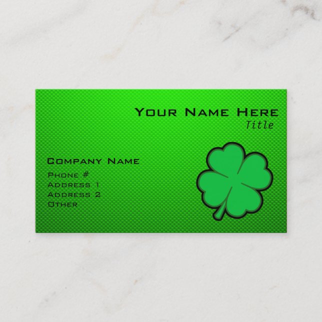 Carte De Visite Trèfle de feuille du vert quatre (Devant)