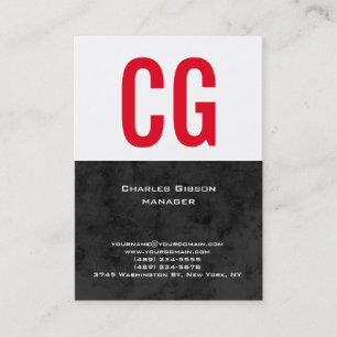 Carte De Visite Trend unique clair simple noir blanc rouge monogra
