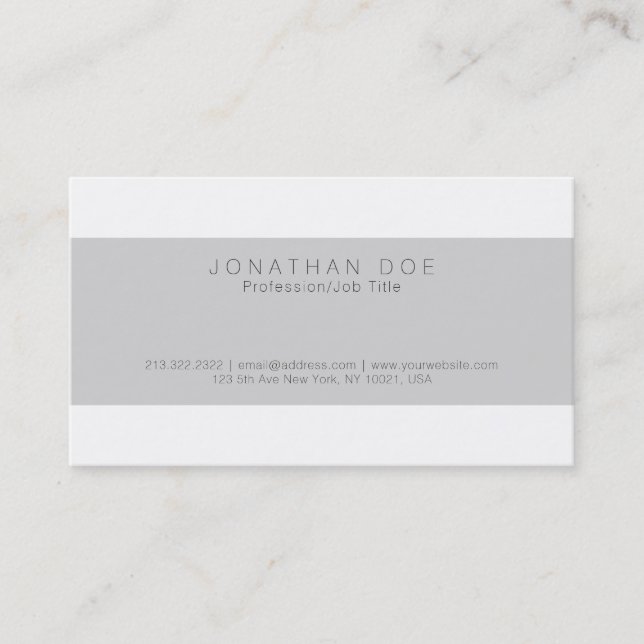 Carte De Visite Trending Design Professionnel Moderne Gris Blanc (Devant)