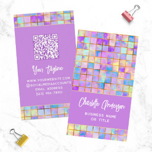 Carte De Visite Trendy Colorful Modern Tiles QR Code Nom Abstrait