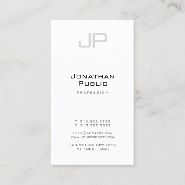 Carte De Visite Trendy Creative Monogram Professional Clean Plain (Devant)