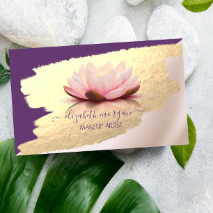 Carte De Visite Trendy, Élégant, Faux Gold Brosse Stroke, Lotus