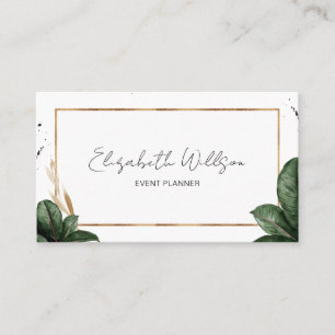 Carte De Visite Trendy été Tropical Feuille Gold Parties scintilla