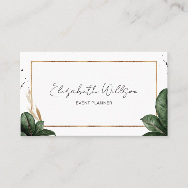 Carte De Visite Trendy été Tropical Feuille Gold Parties scintilla (Devant)