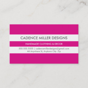 Carte De Visite TRENDY LARGE STRIPE moderne minimaliste rose chaud