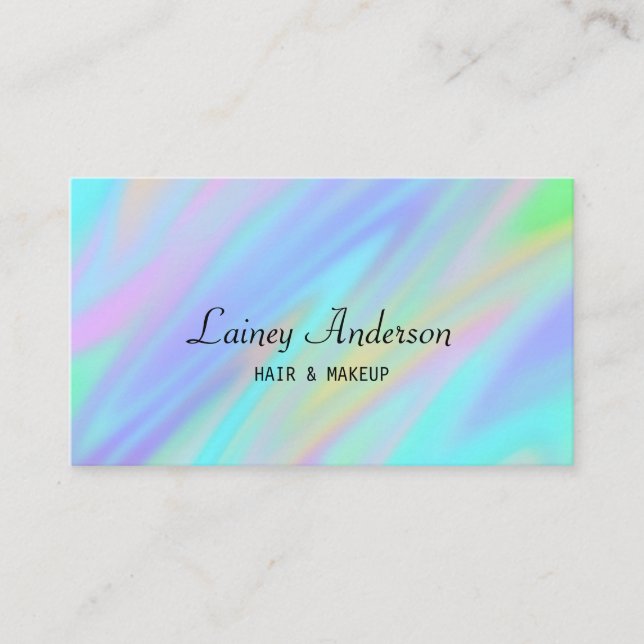 Carte De Visite Trendy luxe bleu violet vert faux holographique (Devant)