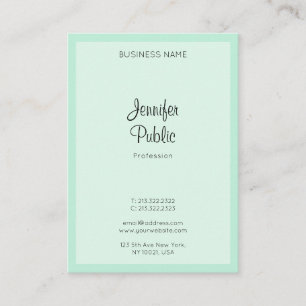 Carte De Visite Trendy Mint Green Elegant manuscrit Nom du script