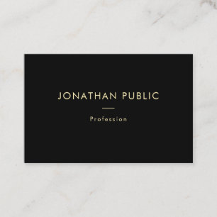Carte De Visite Trendy Modern Elegant Gold Nom Modèle noir