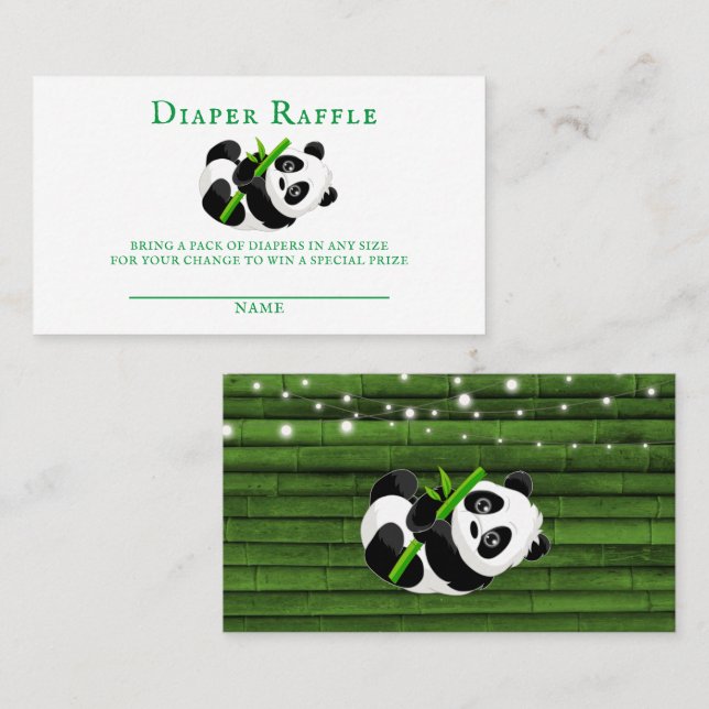 Carte De Visite Trendy Panda Bear Bamboo Baby Diaper Raffle (Devant / Derrière)