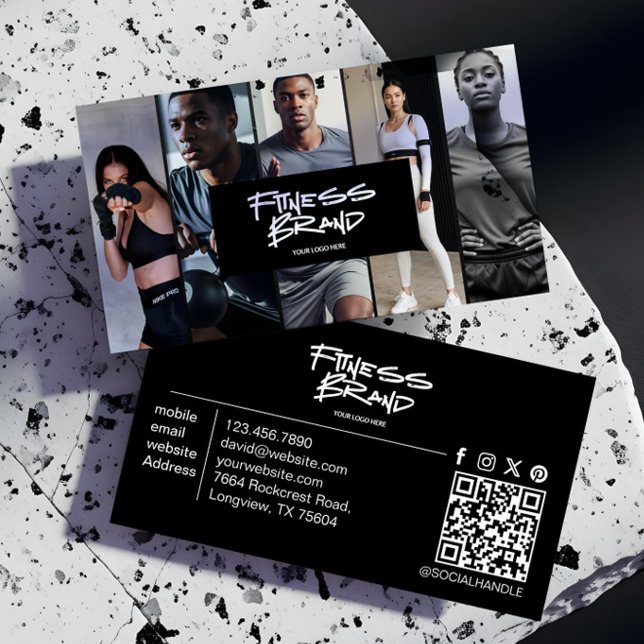 Carte De Visite Trendy Personal Trainer Fitness Photo Collage (Trendy Personal Trainer Fitness Photo Collage Business Card)